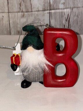 Ganz Christmas Resin Gnome Ornament With Red Letter B Monogram Gift New